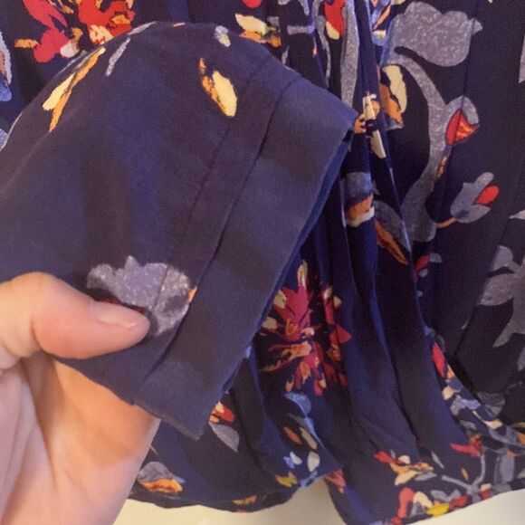 Lucky Brand, Purple Floral, Wrap, Long Sleeve, Blouse, Size S, EUC - Picture 3 of 10